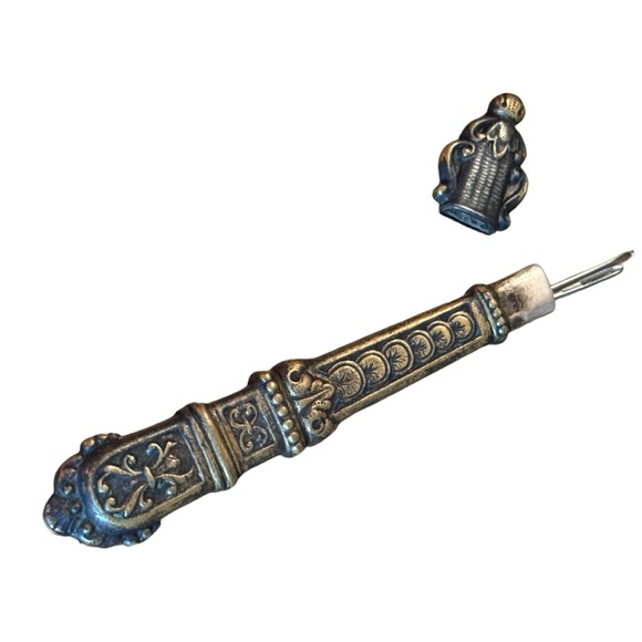 RARE Antique French Silver Art Nouveau Needle Sewing Case Etui Very Ornate - Picture 3 of 4